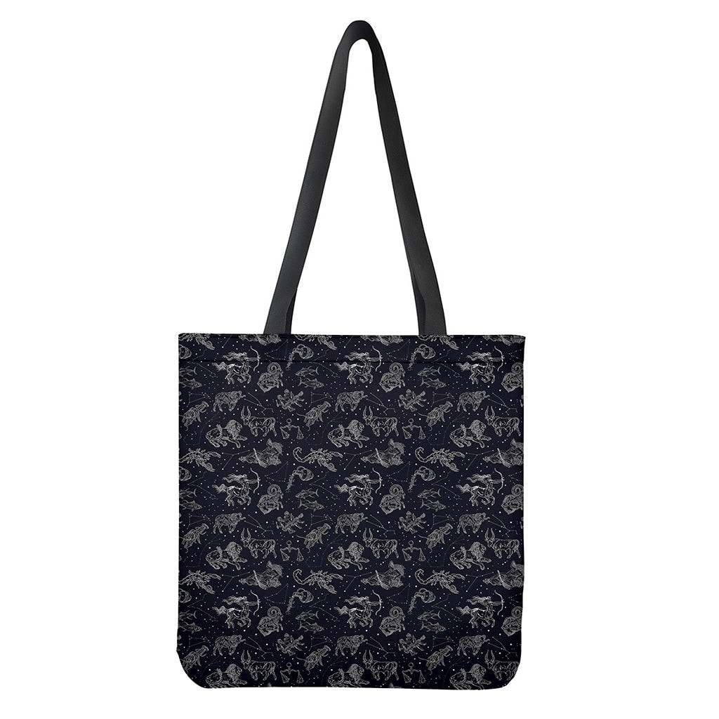 Zodiac Constellation Pattern Print Tote Bag - Polyester Double-Sided Lightweight