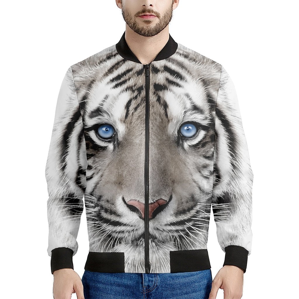 White Tiger Portrait Print Men's Bomber Jacket