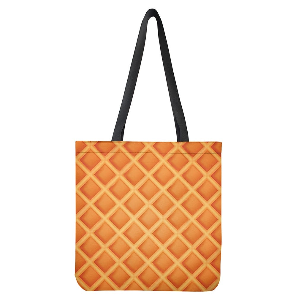 Waffle Print Tote Bag - Polyester Double-Sided Print Lightweight Shoulder Carry