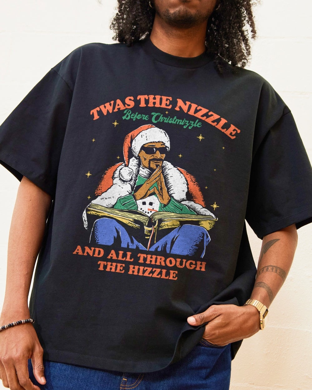 Christmizzle Oversized Graphic Tee - Unisex 90s Boxy Fit 100% Combed Cotton